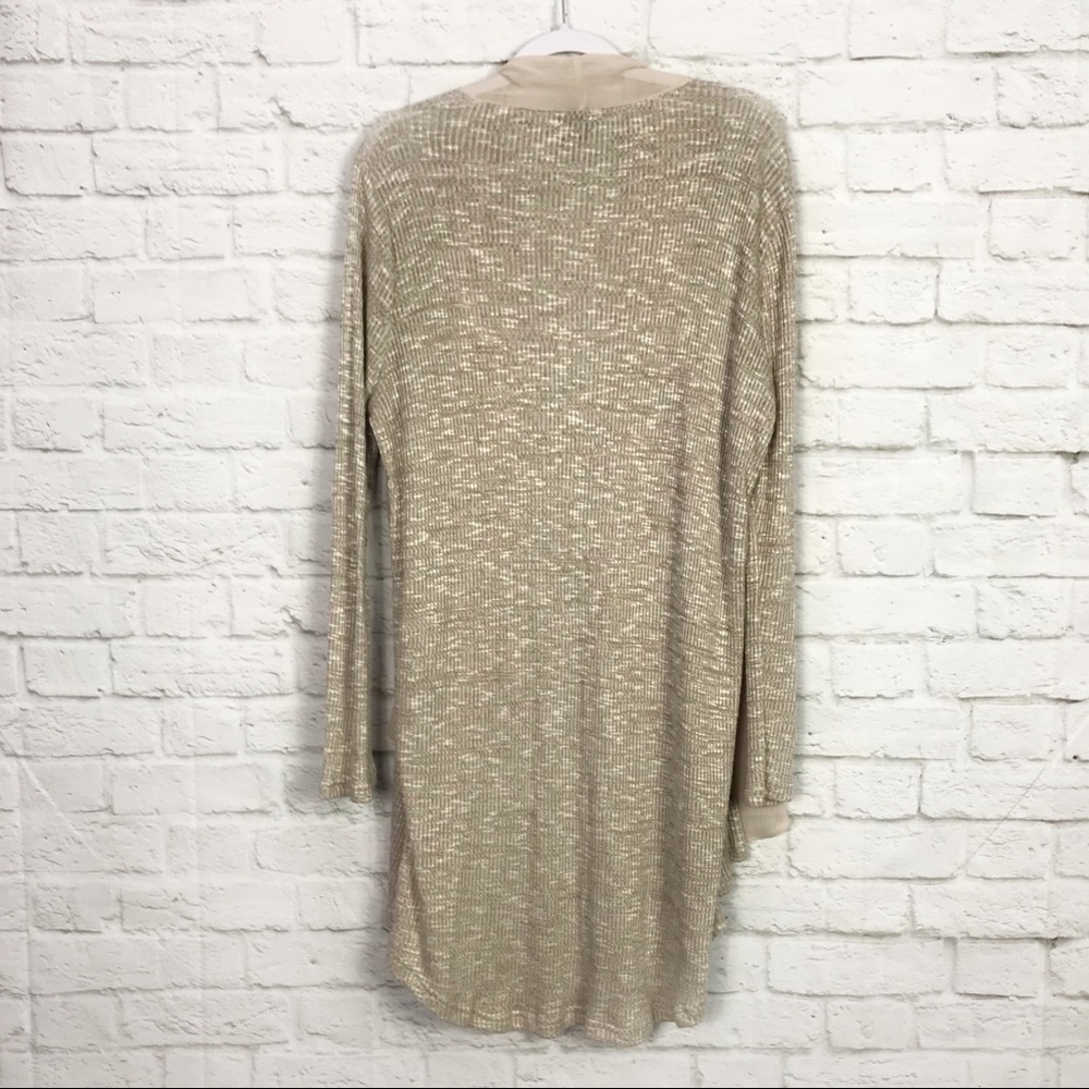 Vixbe Beige Open Front Waterfall Ribbed Knit Cardi - Picture 3 of 5